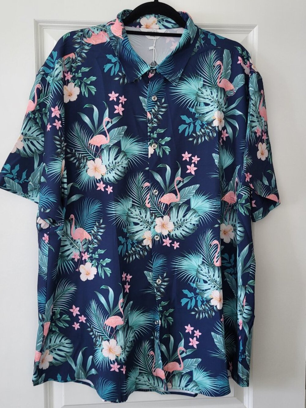 NEW Men's Hawaiian Shirt Short Sleeve Button Down Tropical Beach Flamingo XXL